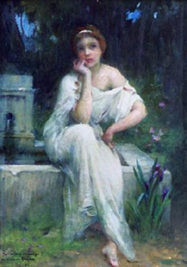 Charles-Amable Lenoir Study for A Meditation Sweden oil painting art